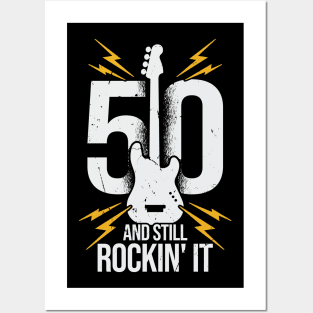 50 Birthday Rock Music Guitarist Gift Posters and Art